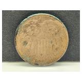 1865 Two Cent Piece Coin