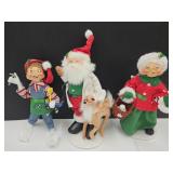 3 Annalee Santa, Mrs, Claus & Elf Up to 9"