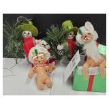 5 Annalee Snowmen, Reindeer, Gingerbread Up to 6"
