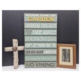 Nature Framed Art, 16" Cross, 30" Garden Sign