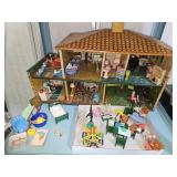 VTG LG LOT Renwal Dollhouse Furniture & Tin House