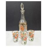 VTG MCM Decantor w/Shot Glasses