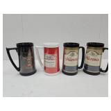 4 Thermo Beer Mugs-2 Hamms, Michelob, & Bud
