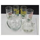 3 Leaf  Dish, 2 Apple Bowl, 4 MCM Tumbler