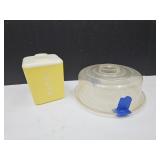 VTG Plastic Cake Dome w Plate & Sugar Cannister