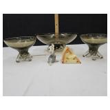 Mouse & Cheese Shakers & Art Glass Bowl Set