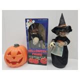 20"H Witch, Battery Op Pumpkin, & Halloween Figure