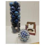 3-Way Flashing Ornament, & Lot Blue Ornaments
