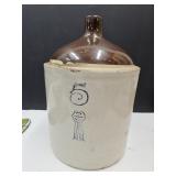 Primitive 5 Gal Blue Ribbon Whiskey Crock Jug VGC