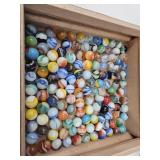 Cigar Box of VTG Marbles Some Uranium
