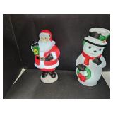 Battery Operated Blow Molds, Santa & Snowman 11"H