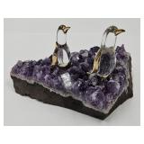 Amethyst & Glass Penguins 5.5" Long