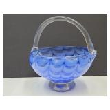 Blue Art GlassBasket8.5" wide