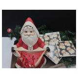 Ceramic Santa 12"h, Light Up Garland & Coasters