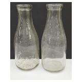 2 Milk Bottles, 1 is  1 QT Muncie