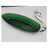 VTG Duncan Miller 12.5" Glass Swan Long Dish