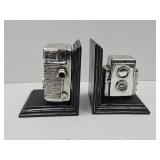 1980s Chrome Camera Bookend w Secret Storage