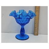 VTG Fenton 6"H Aqua Compote