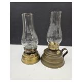 2 Vintage  Oil Lamps   7" high