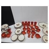 Vintage  Poppytrail Red Rooster Dishes SEE INFO