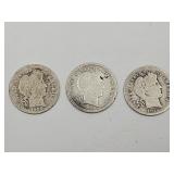 3 Silver Barber Dimes- See Dates