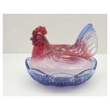 New Not Vintage Glass Hen on a Nest 7"