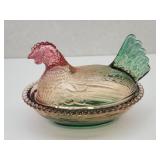 New Not Vintage Glass Hen on a Nest 4.5"