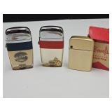 3 VTG Lighters, Bowers w/Box & DIce, Share Corp.