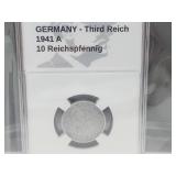 WWII German 1941 A Ten Reichspfennig