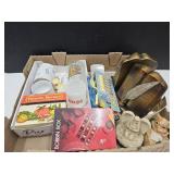 VTG Book Ends, Grog Mug, Recipe Box+