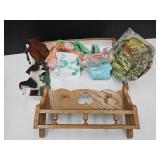VTG Wall Shelf, Aluminium Dog, Hand Puppets+