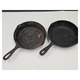 2 Cast Iron Skillets One w Fire Ring Marked 5