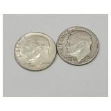 2 Silver Roosevelt Dimes See Dates