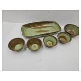 Frankoma 13" Platter & Bowls Wagon Wheel