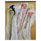 6 Beautiful Art Glass Flowers Approx. 20"l