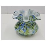 Fenton Art Glas Murrhina Ruffled Vase 4 1/4 "H