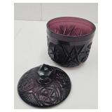 Purple Amethyst Glass Candy Jar w Lid