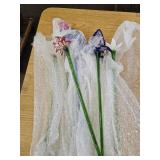 6 Beautiful Art Glass Flowers Approx. 20"l