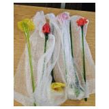 6 Beautiful Art Glass Flowers Approx. 20"l