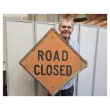 Vintage Embossed 24" ROAD CLOSED Metal Sign