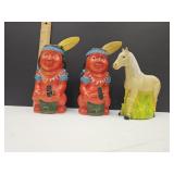 VTG Plastic Indian & Horse Banks 6 1/2" See PIX