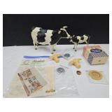 VTG 2 Toy Cows 11"l Elsie, Bordons+