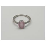 New 925 Silver Pink Stone Ring Sz 9