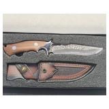 New 10" Damascus Hard Handle Knife W Sheath