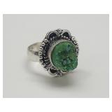 Unmarked 925 Silver & Druzy? Ring Sz 6.5