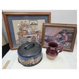 Halloween Cake Cover, Italy Pitcher w chip & Pics