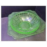 Uranium Glass Bowl 8"w