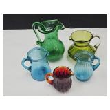 VTG Glass Creamers Crackle Glass+ Up to 5"h