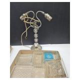 Lot of Glass Trinket Boxes & Dresser Lamp