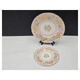 Coalport Strange Orchid Pink/ Gold Leaf Plates